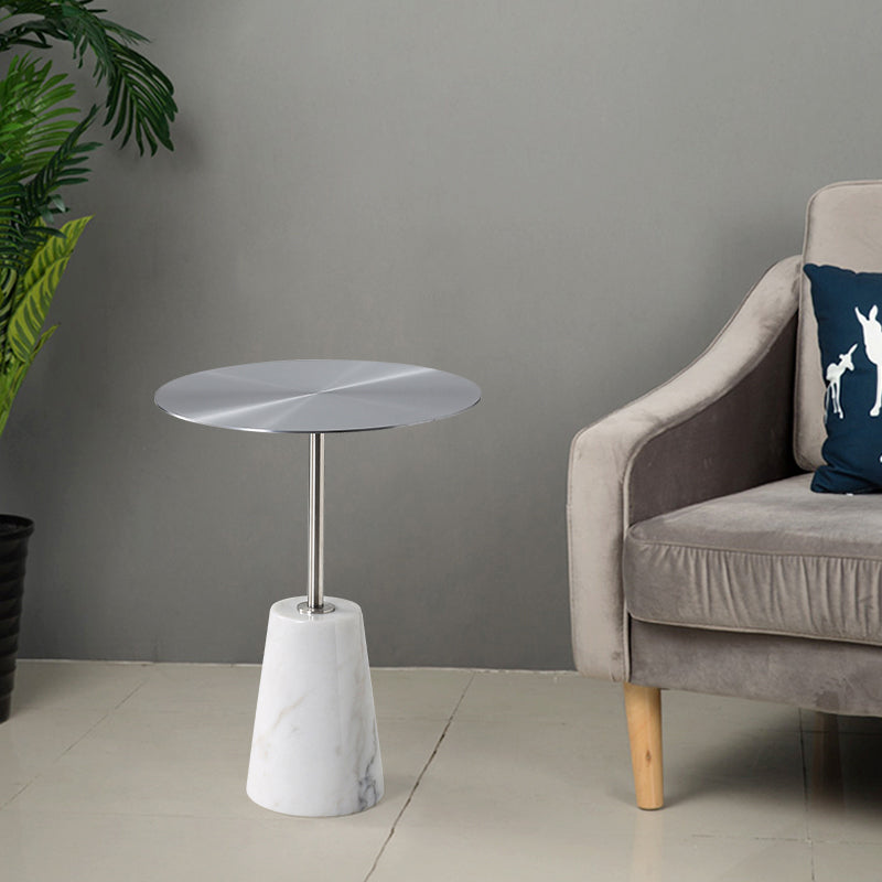 Modern Pedestal Side Table Round Metal Sofa End Table for Living Room