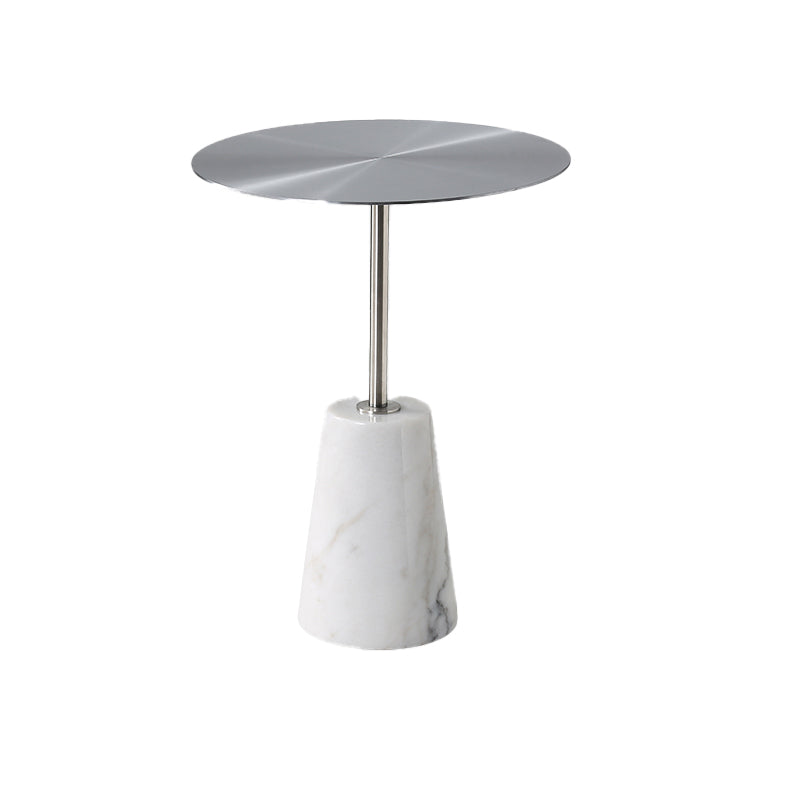 Modern Pedestal Side Table Round Metal Sofa End Table for Living Room