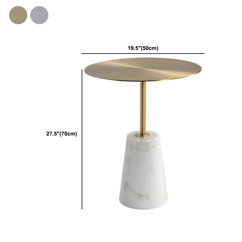 Modern Pedestal Side Table Round Metal Sofa End Table for Living Room
