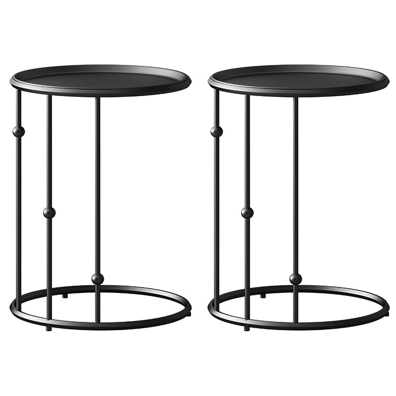 Mid-Century Black / Gold Metal Round Tray Top End Table C Side Table