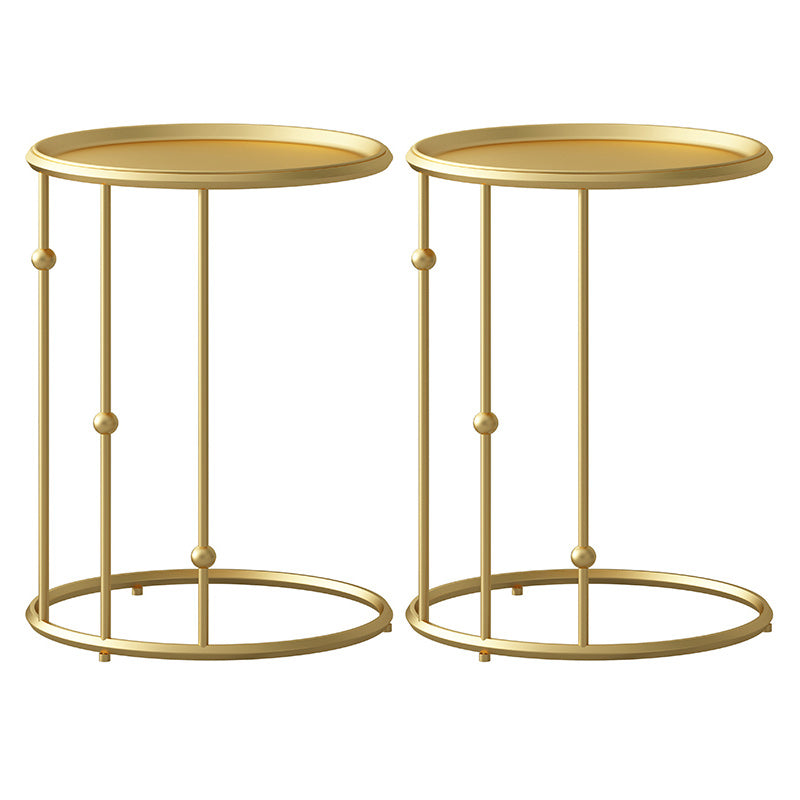 Mid-Century Black / Gold Metal Round Tray Top End Table C Side Table