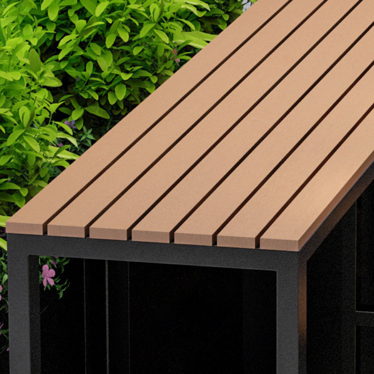 Contemporary Pub Table with Trestle Light Brown Faux Wood Top Bar Table