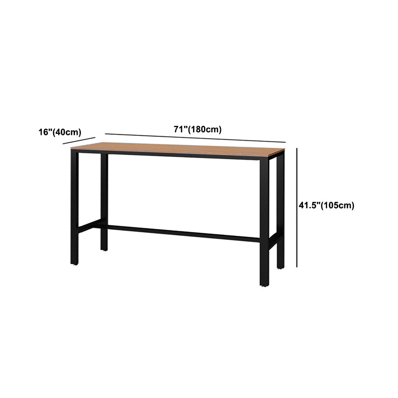 Contemporary Pub Table with Trestle Light Brown Faux Wood Top Bar Table