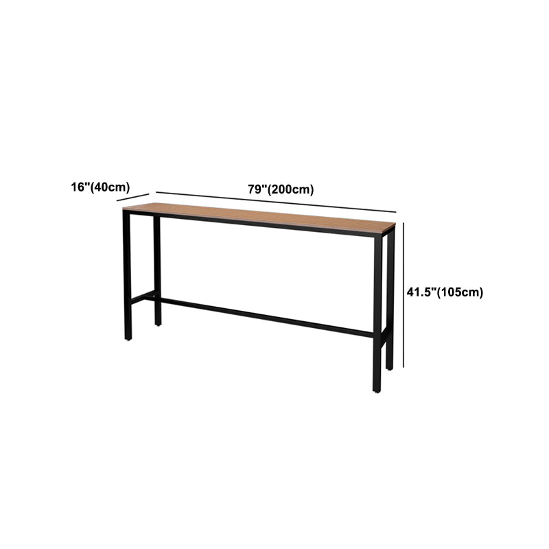 Contemporary Pub Table with Trestle Light Brown Faux Wood Top Bar Table