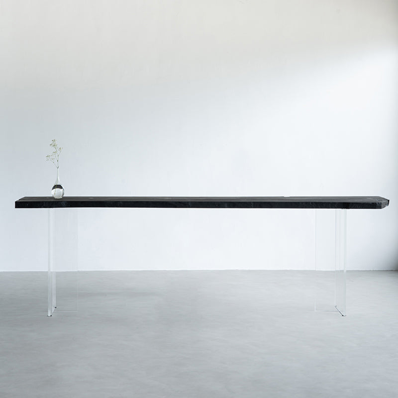 Black Ash Wood Top Bar Table Modern Pub Table with Acrylic Base