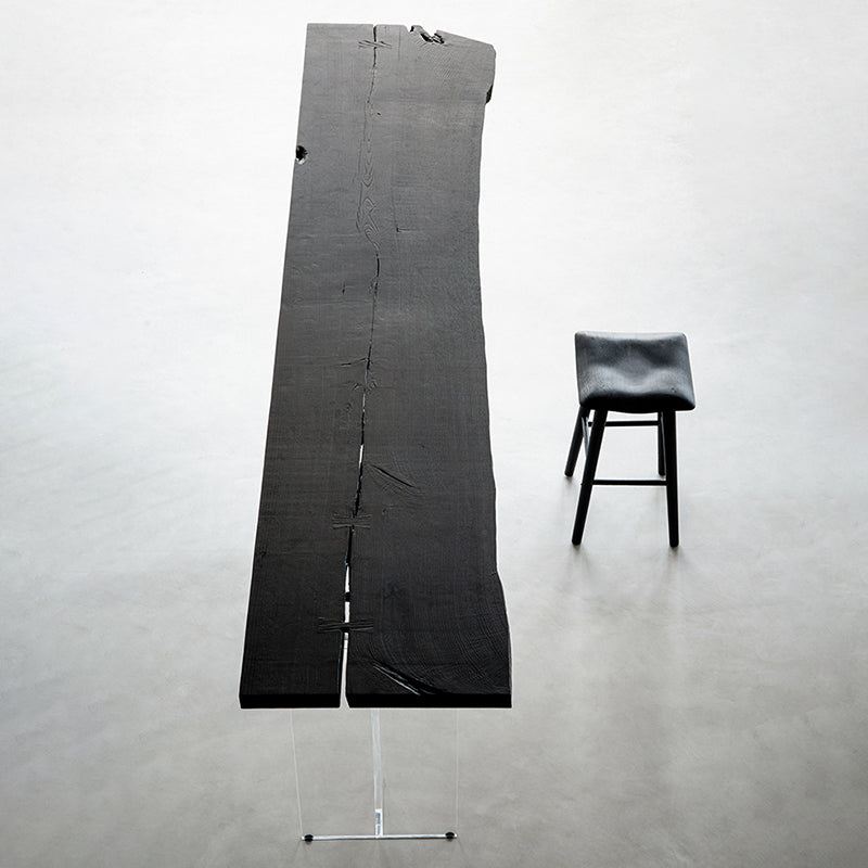 Black Ash Wood Top Bar Table Modern Pub Table with Acrylic Base