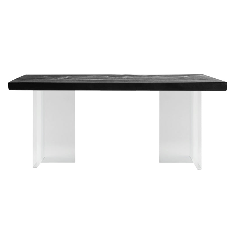 Black Ash Wood Top Bar Table Modern Pub Table with Acrylic Base