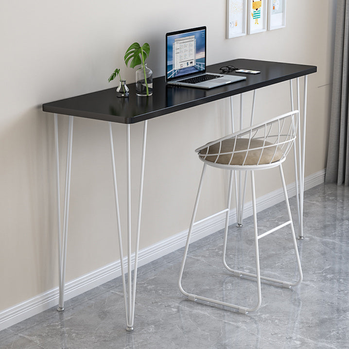 Polished Finish Wood Top Bar Table Glam Style Metal Frame Pub Table