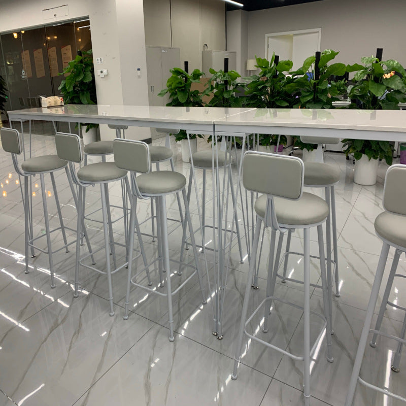 Modern Bistro Table with Metal Legs White Marble Top Bar Table