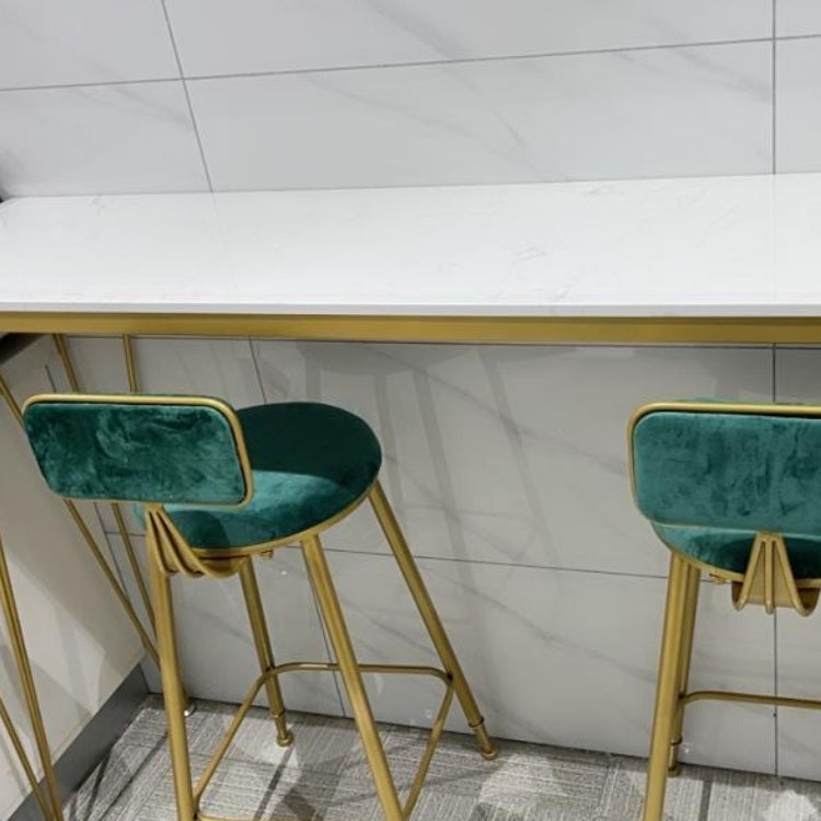 Modern Bistro Table with Metal Legs White Marble Top Bar Table