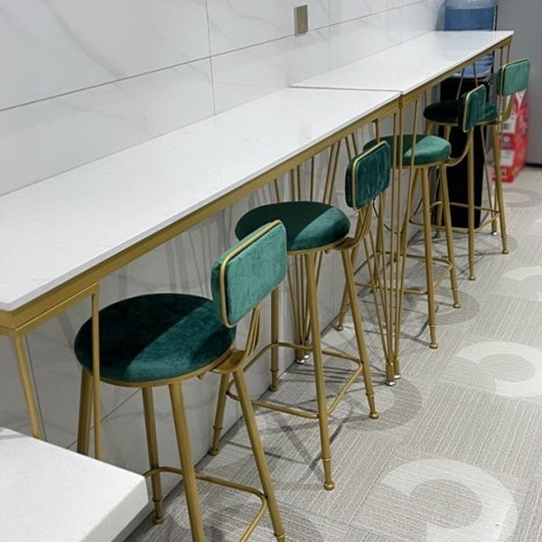 Modern Bistro Table with Metal Legs White Marble Top Bar Table