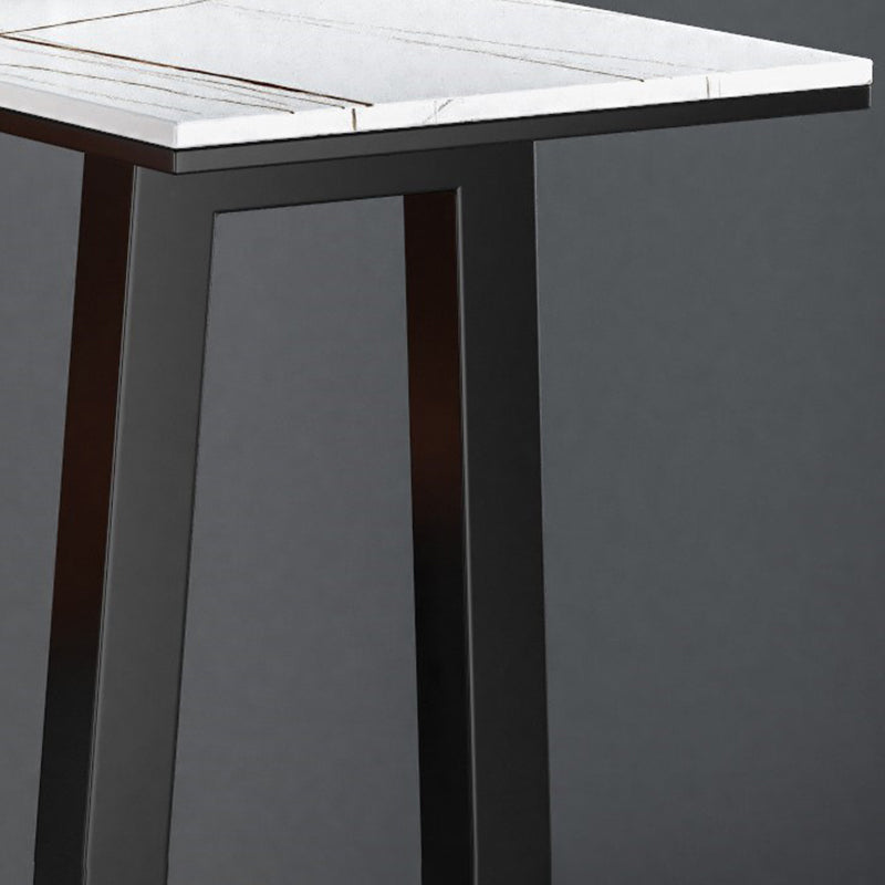 Contemporary Pub Table with Storage Base Matte Finish Stone Top Bar Table