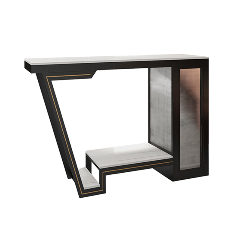 Industrial Bistro Table with Storage White Stone Top Bar Table for Home