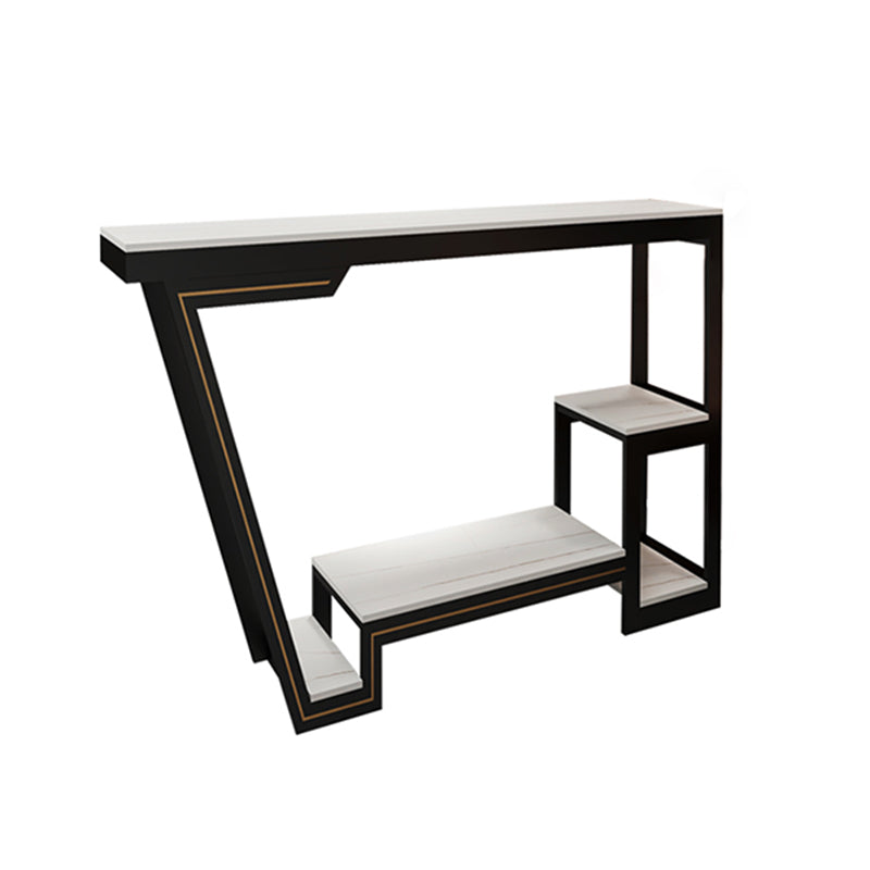 Industrial Bistro Table with Storage White Stone Top Bar Table for Home