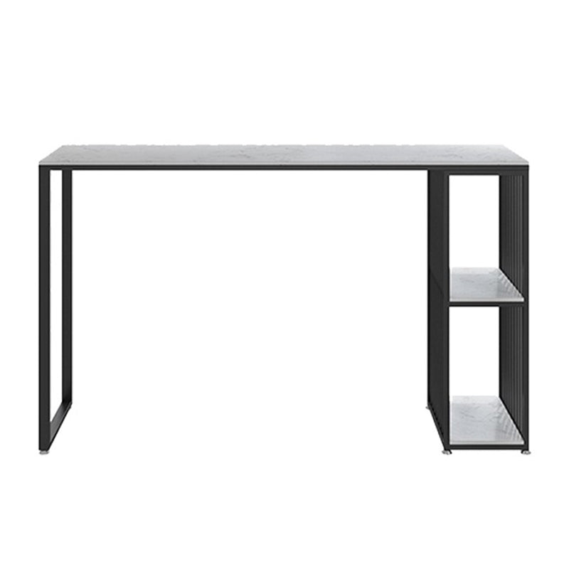 Industrial Rectangle Bar Table with Storage Marble Top Bistro Table for Small Places