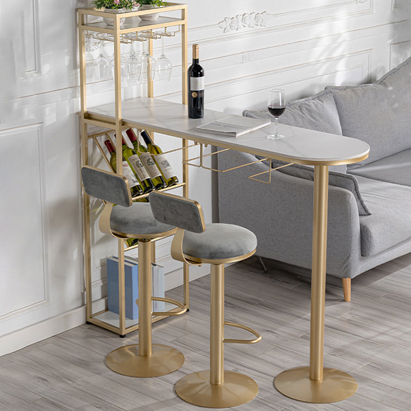 Sintered Stone Top Irregular Shape Bar Table Luxurious Bar Table with Double Pedestal