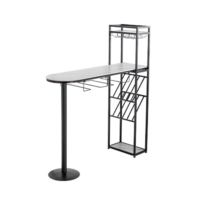 Sintered Stone Top Irregular Shape Bar Table Luxurious Bar Table with Double Pedestal