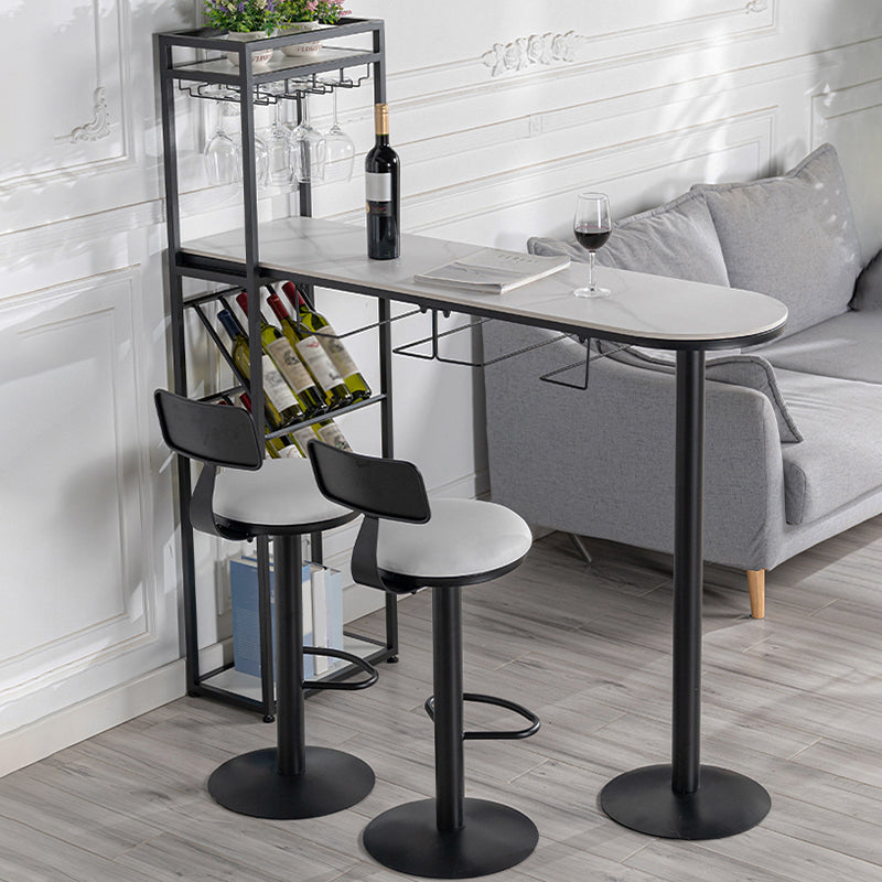 Sintered Stone Top Irregular Shape Bar Table Luxurious Bar Table with Double Pedestal