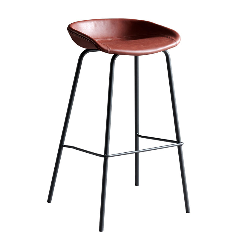 Faux Leather Armless Counter Stool Industrial Bristol Bucket Bar Chair