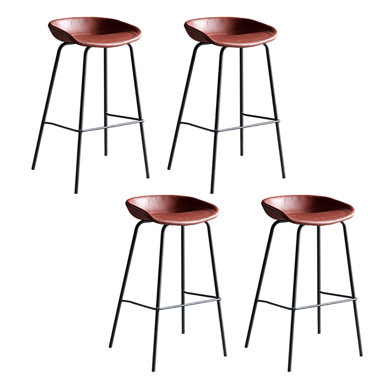 Faux Leather Armless Counter Stool Industrial Bristol Bucket Bar Chair