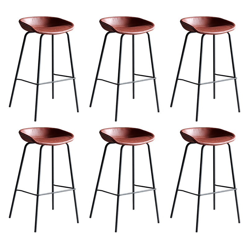 Faux Leather Armless Counter Stool Industrial Bristol Bucket Bar Chair