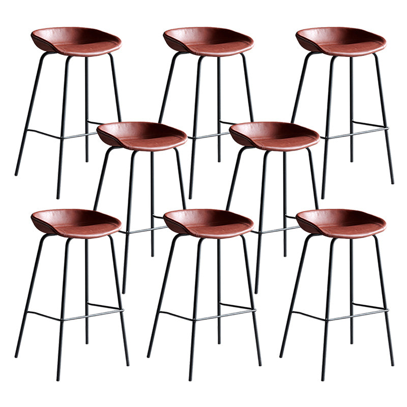 Faux Leather Armless Counter Stool Industrial Bristol Bucket Bar Chair
