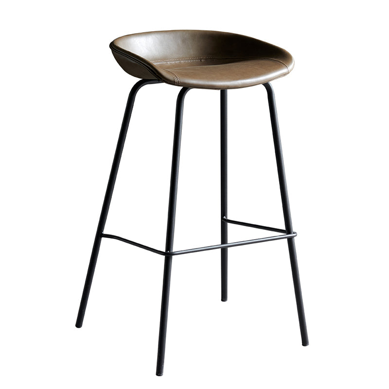 Faux Leather Armless Counter Stool Industrial Bristol Bucket Bar Chair