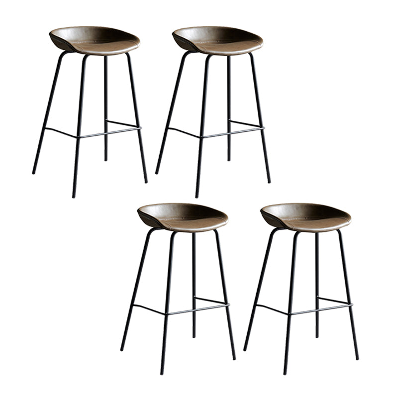 Faux Leather Armless Counter Stool Industrial Bristol Bucket Bar Chair