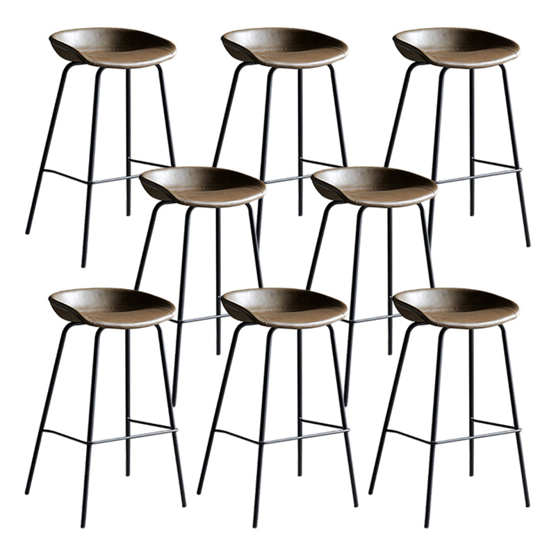 Faux Leather Armless Counter Stool Industrial Bristol Bucket Bar Chair
