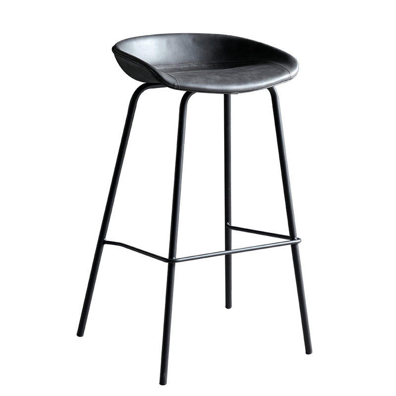 Faux Leather Armless Counter Stool Industrial Bristol Bucket Bar Chair