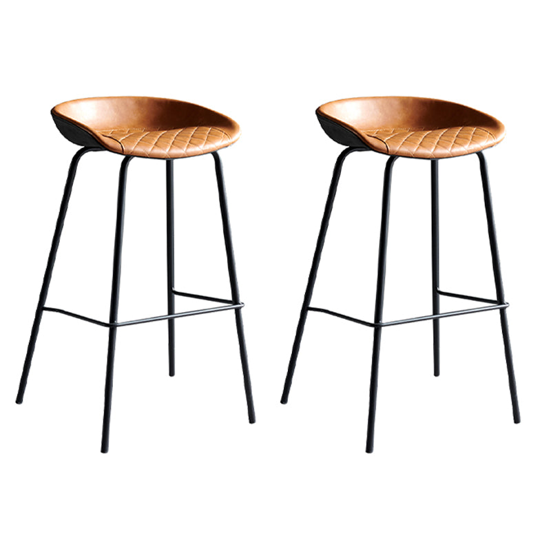 Faux Leather Armless Counter Stool Industrial Bristol Bucket Bar Chair