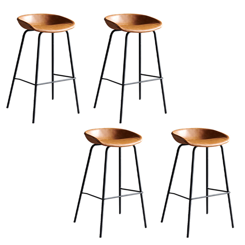 Faux Leather Armless Counter Stool Industrial Bristol Bucket Bar Chair