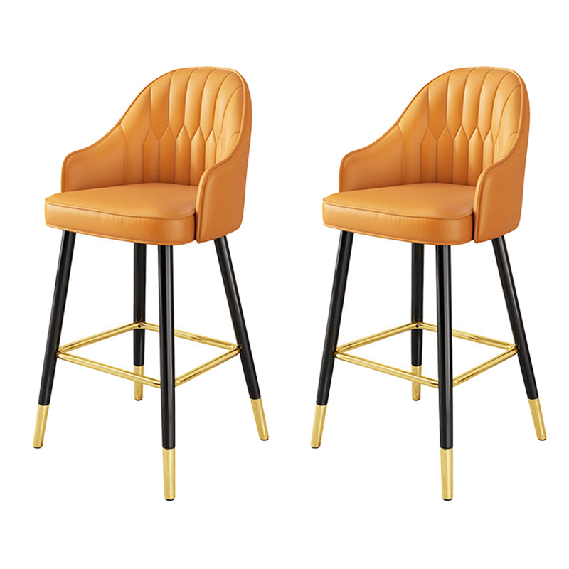 Modern Restaurant Armed Stool Matte Finish Leather Bar Stool