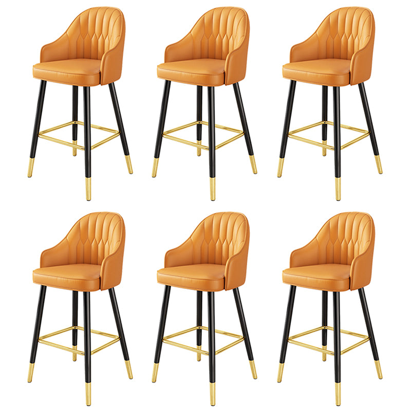 Modern Restaurant Armed Stool Matte Finish Leather Bar Stool