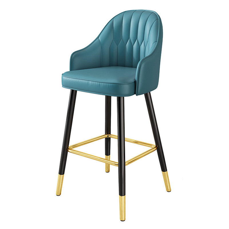 Modern Restaurant Armed Stool Matte Finish Leather Bar Stool