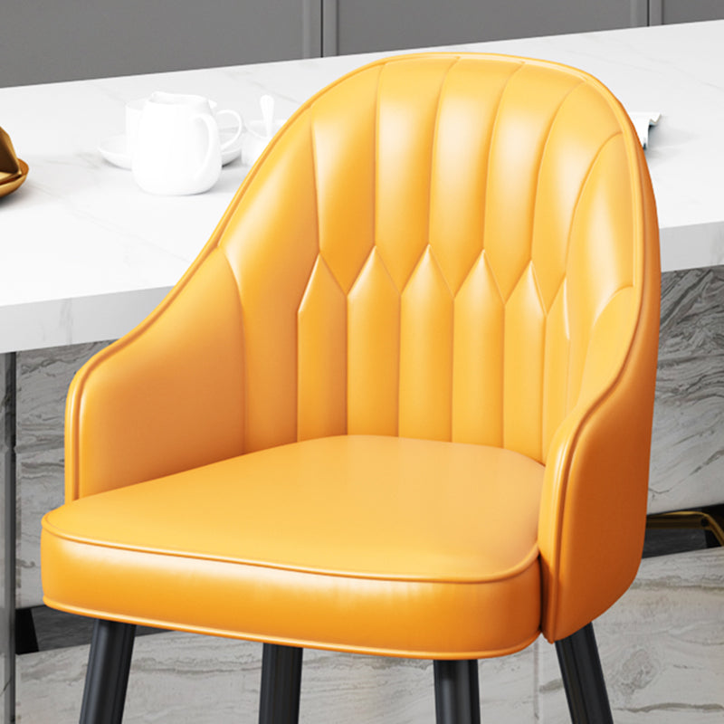 Modern Restaurant Armed Stool Matte Finish Leather Bar Stool