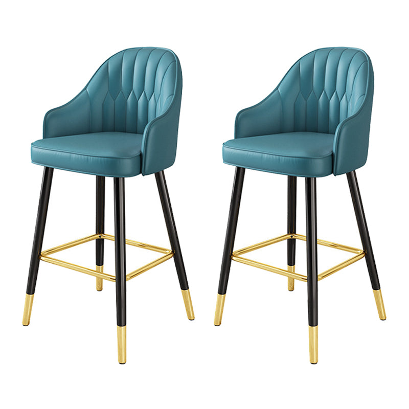 Modern Restaurant Armed Stool Matte Finish Leather Bar Stool