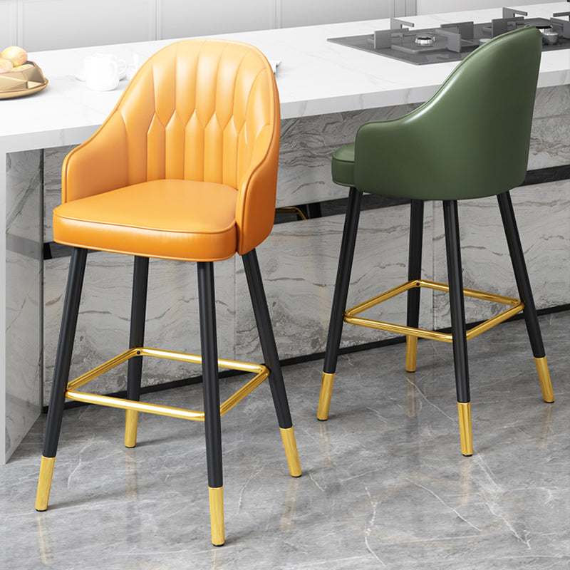 Modern Restaurant Armed Stool Matte Finish Leather Bar Stool