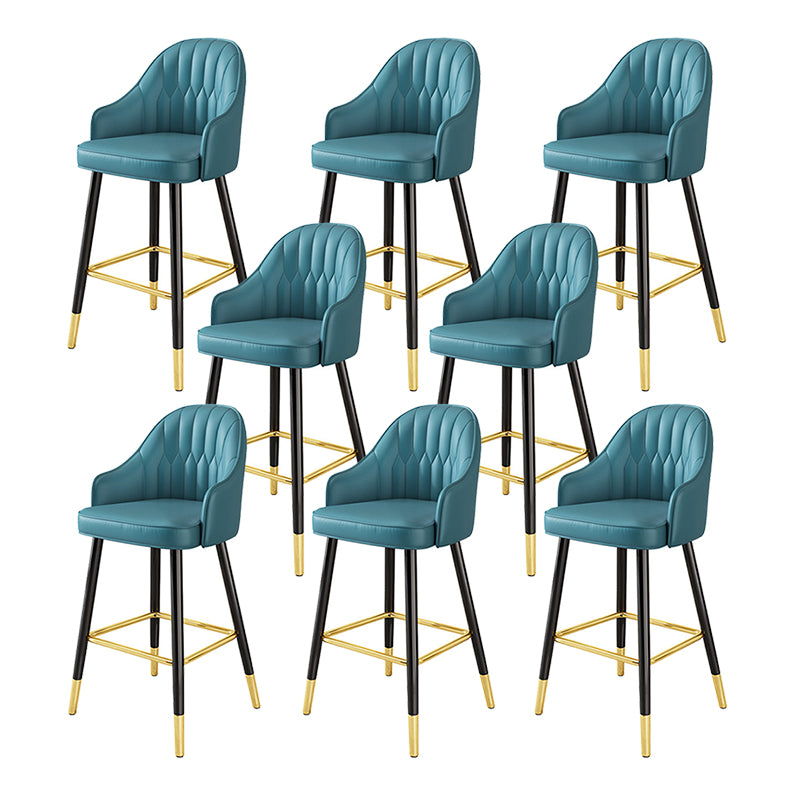 Modern Restaurant Armed Stool Matte Finish Leather Bar Stool