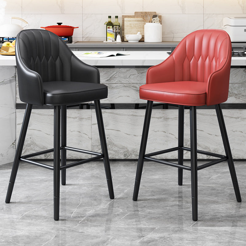 Modern Restaurant Armed Stool Matte Finish Leather Bar Stool