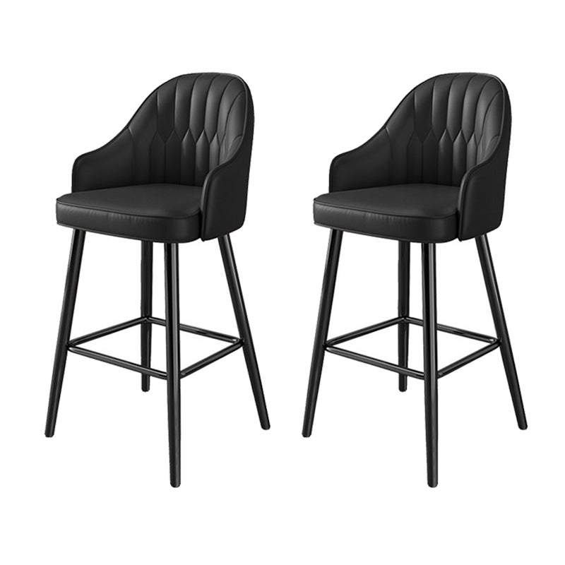Modern Restaurant Armed Stool Matte Finish Leather Bar Stool