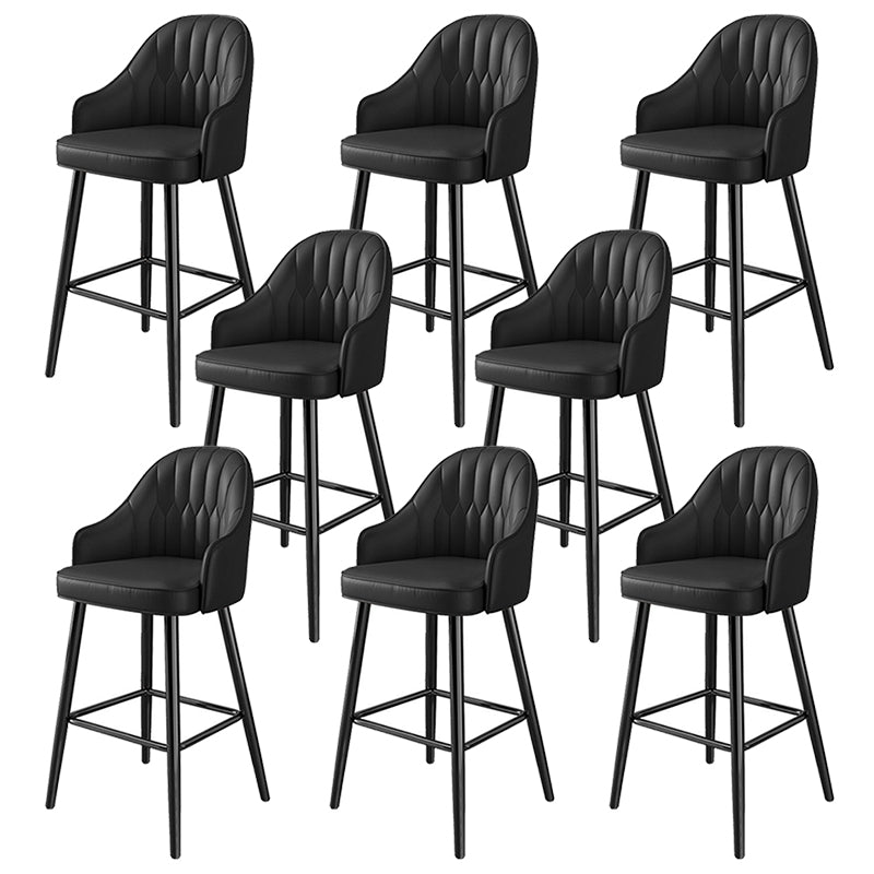 Modern Restaurant Armed Stool Matte Finish Leather Bar Stool