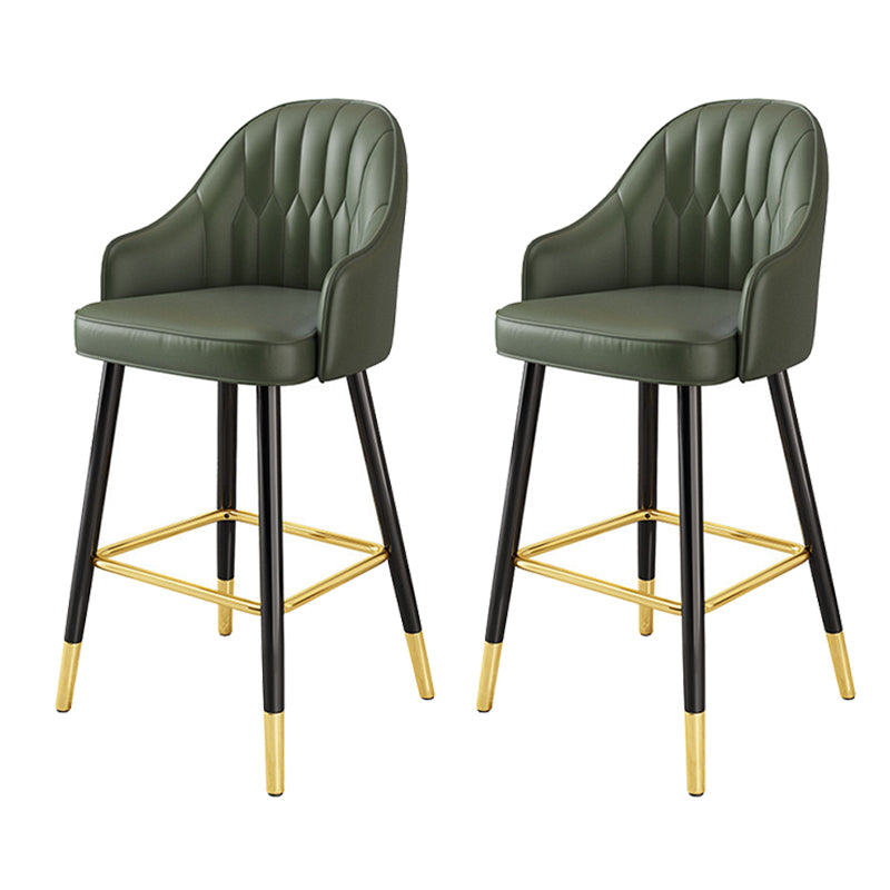 Modern Restaurant Armed Stool Matte Finish Leather Bar Stool