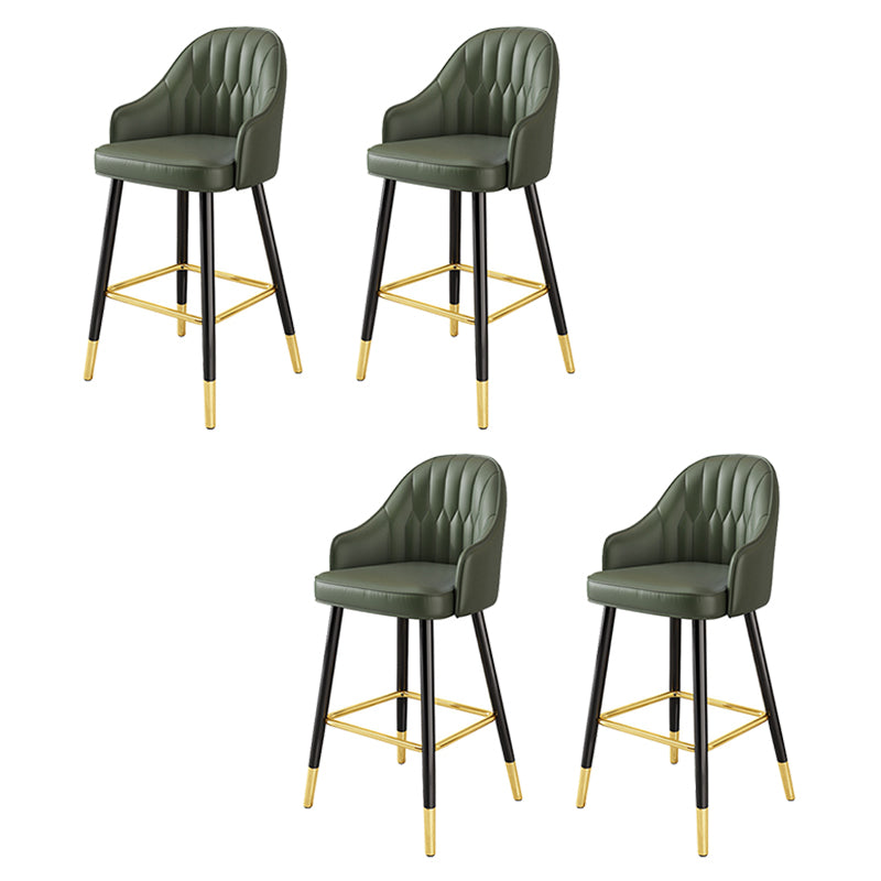Modern Restaurant Armed Stool Matte Finish Leather Bar Stool