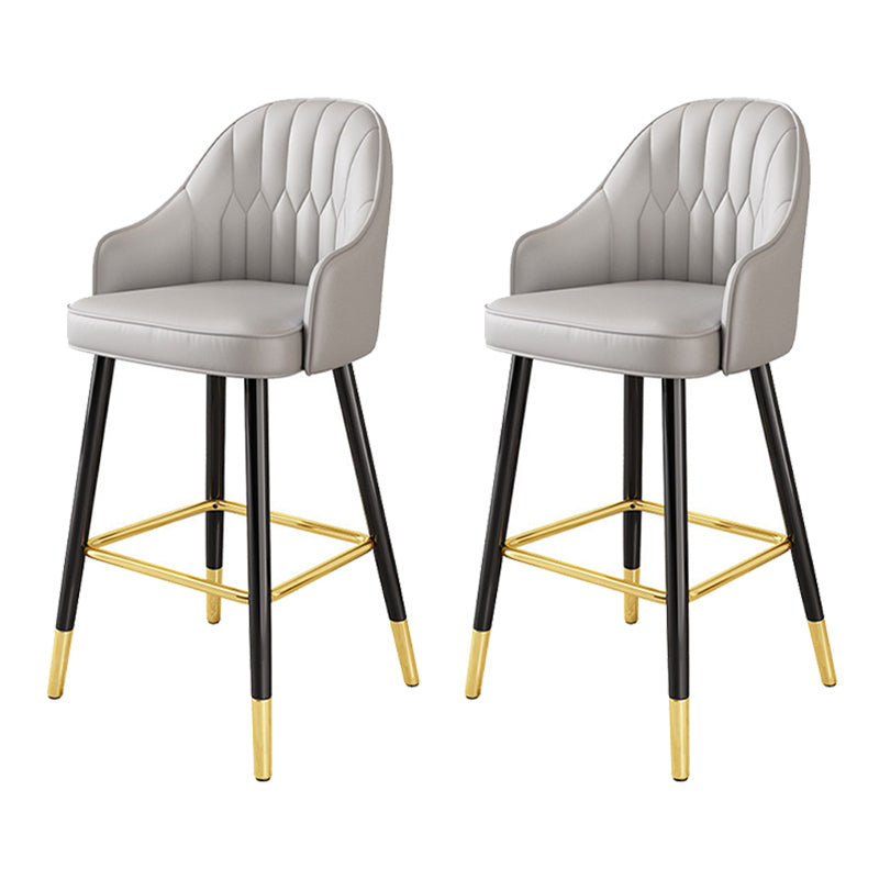 Modern Restaurant Armed Stool Matte Finish Leather Bar Stool