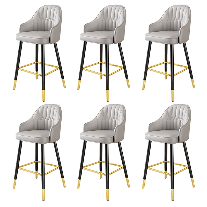 Modern Restaurant Armed Stool Matte Finish Leather Bar Stool
