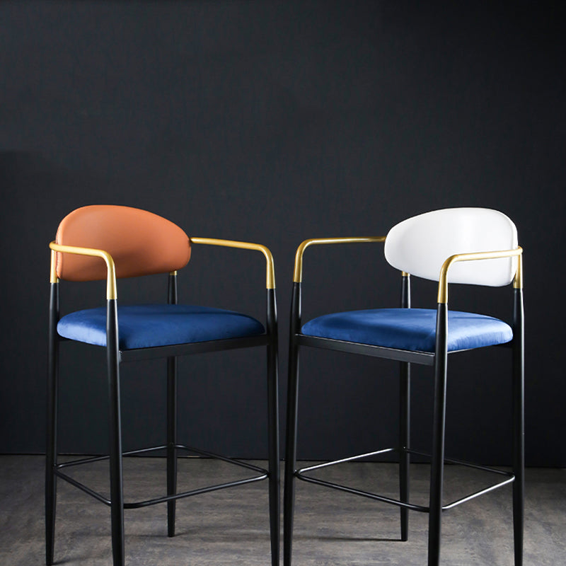 Full Back Upholstered Bar Chair Industrial Arm Rectangle Bar Stool