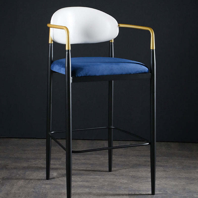 Full Back Upholstered Bar Chair Industrial Arm Rectangle Bar Stool