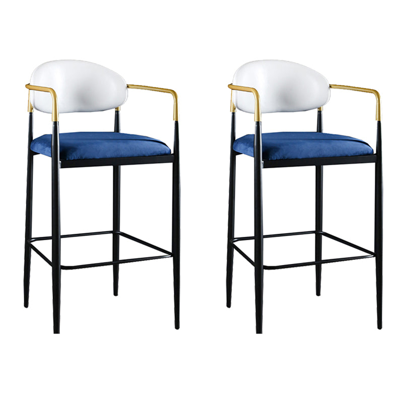 Full Back Upholstered Bar Chair Industrial Arm Rectangle Bar Stool