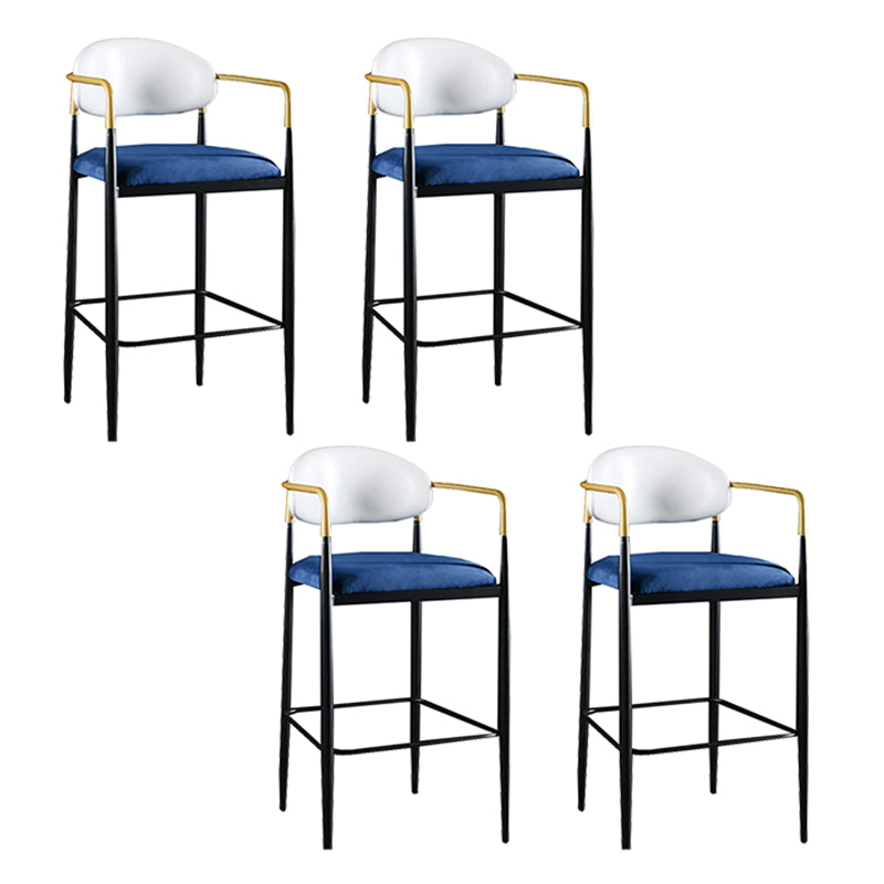 Full Back Upholstered Bar Chair Industrial Arm Rectangle Bar Stool